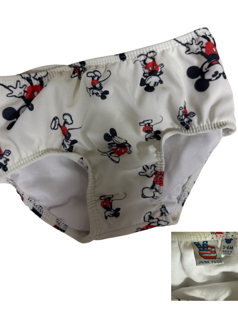 Junk Food Clothing Kids White Swim Diaper Cover with Mickey Mouse  Print